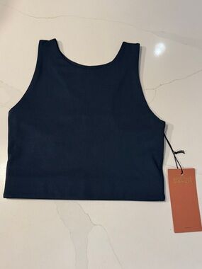 girlfriend collective Navy Cropped Scoop Tank